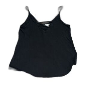 PINK Black Camisole Top With Caged V-Neck Size Large
